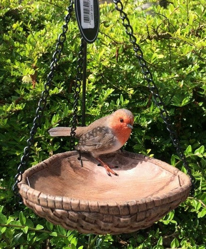 Robin Feeder Heart Shaped Hanging Resin Vivid Arts Garden Ornament — main product view