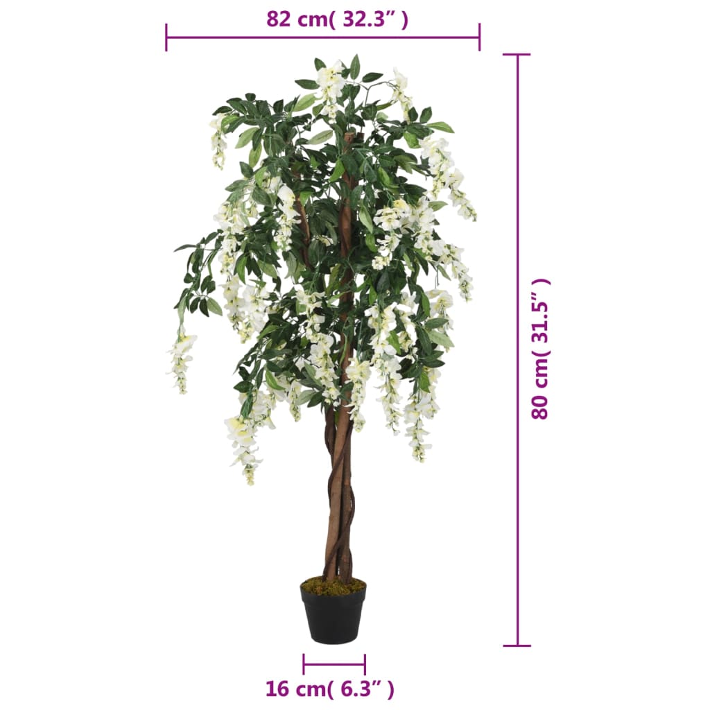 Artificial Wisteria Tree Artificial Plant 840 Leaves Green and White — 80 cm — product view