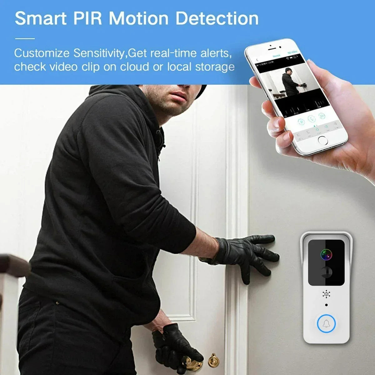 Wireless Smart WiFi Doorbell Video HD Camera Security Two-way Intercom Door Bell — alternate product view 7