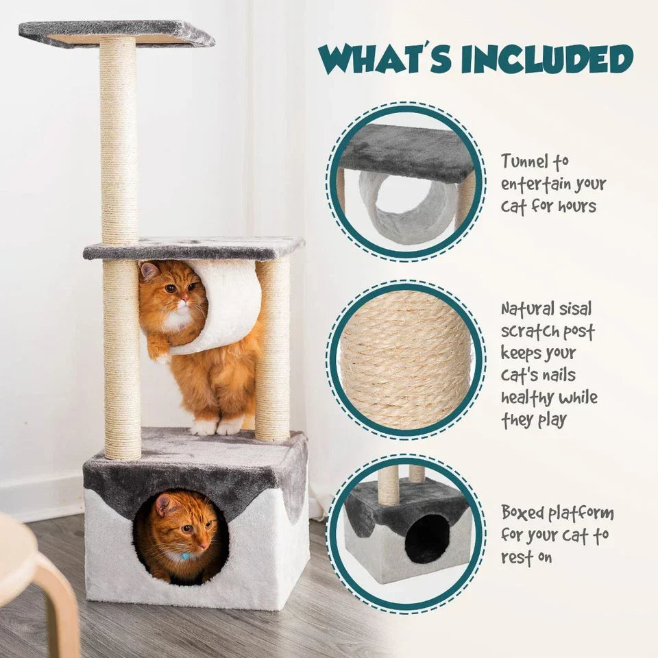 Cat Tree Scratching Tower House Activity Center Post Climbing Hammock — alternate product view 3