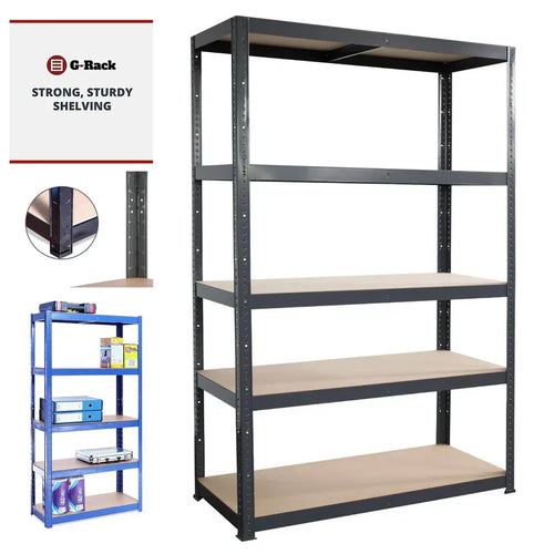 180x120x45cm Garage Shelving Units Single Bay 5 Tier Shelf Unit — on a clean white background