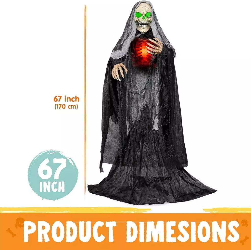 65" Halloween Animatronics Standing Grim Reaper Decoration with Breastbone, Life — alternate product view 2