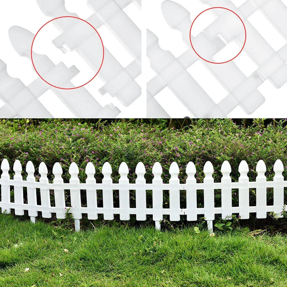 4,8,12 PCS White Plastic Picket Fencing Wooden Effect Lawn Border Edge Garden Edging — alternate product view 6