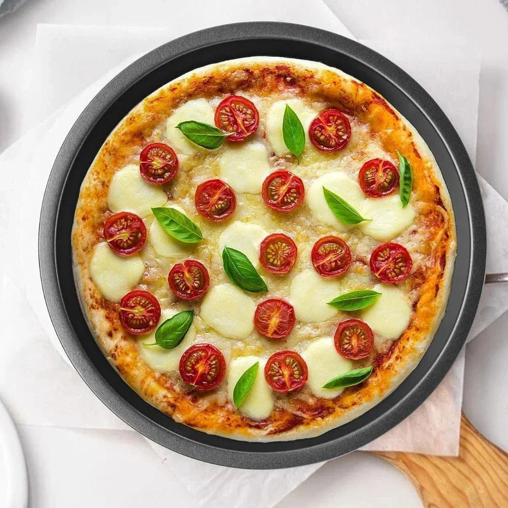 3Pcs Non-Stick Pizza Pan Carbon Steel Pizza Oven Tray Shallow Round Pizza Plate — alternate product view 7