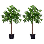 Pair Of 90cm/3FT Artificial Bay Laurel Topiary Trees w/Pot Fake Plant — alternate product view 3