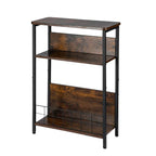 Vintage Narrow Side Table with Storage Shelf, 3 Tier Slim End Table Modern Sofa — Brown — product view