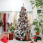 5/6FT Snow Flocked Christmas Tree Bushy Branch Xmas Home Decoration In&Outdoor — alternate product view 5