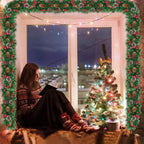 9ft Christmas Garland Snow Flocked With Lights Pinecones Berries Wreath Bushy — alternate product view 6