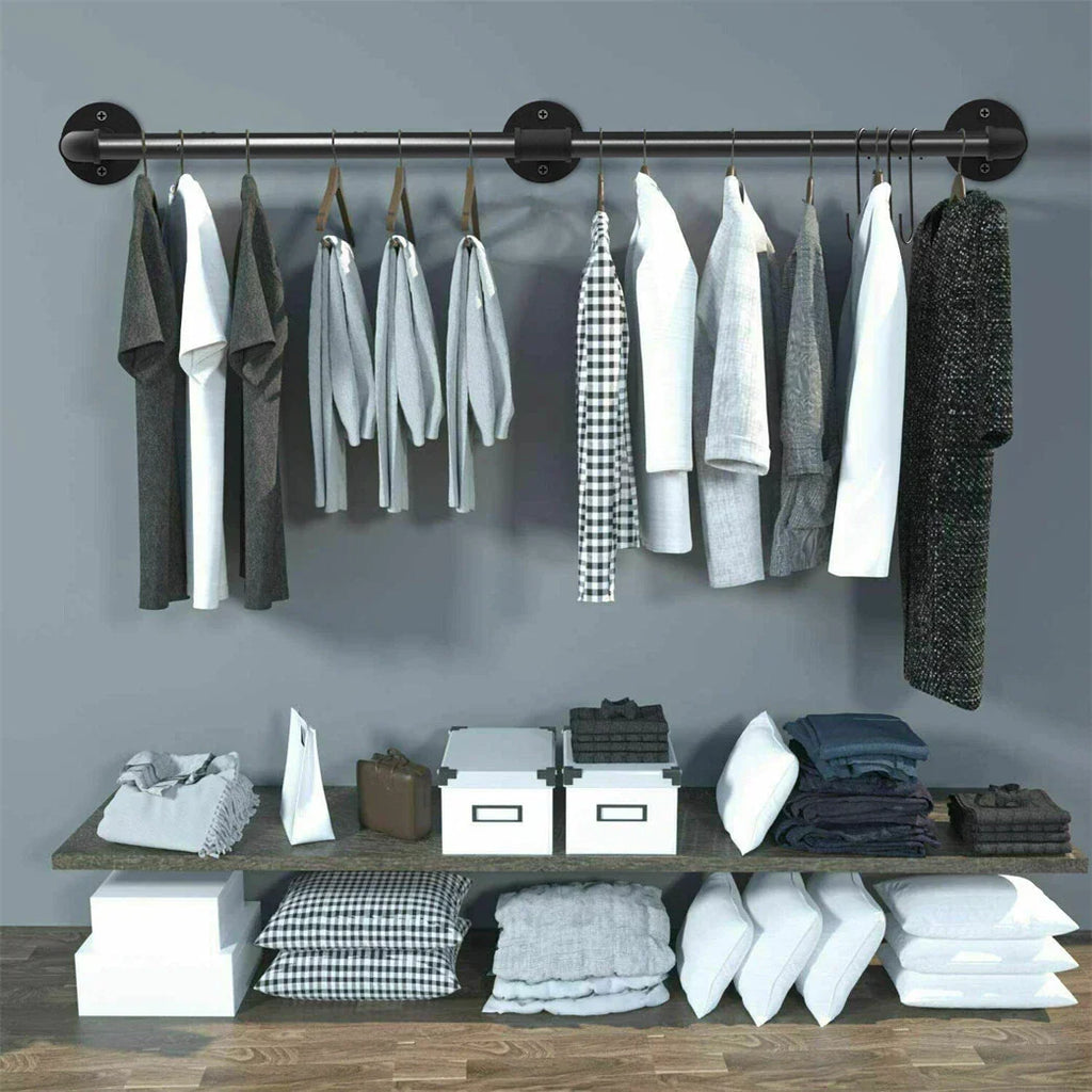 6ft Heavy Duty Clothes Rail Pipe Garment Rack Wall Mounted Hanging Clothing Pole — alternate product view 3