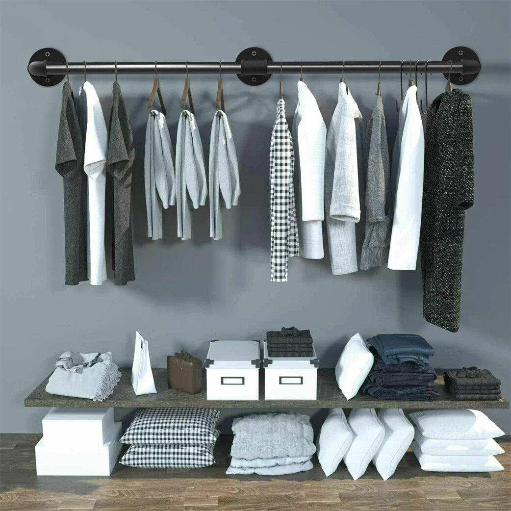 6ft Heavy Duty Clothes Rail Pipe Garment Rack Wall Mounted Hanging Clothing Pole — alternate product view 3
