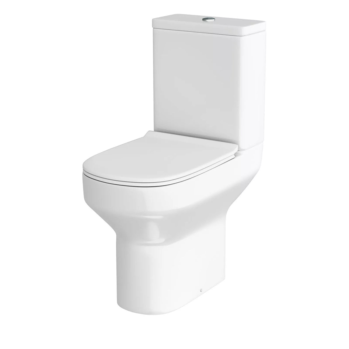 Nes Home Modern Comfort Height Close Coupled Toilet & Cistern & Soft Close Seat — on a clean white background