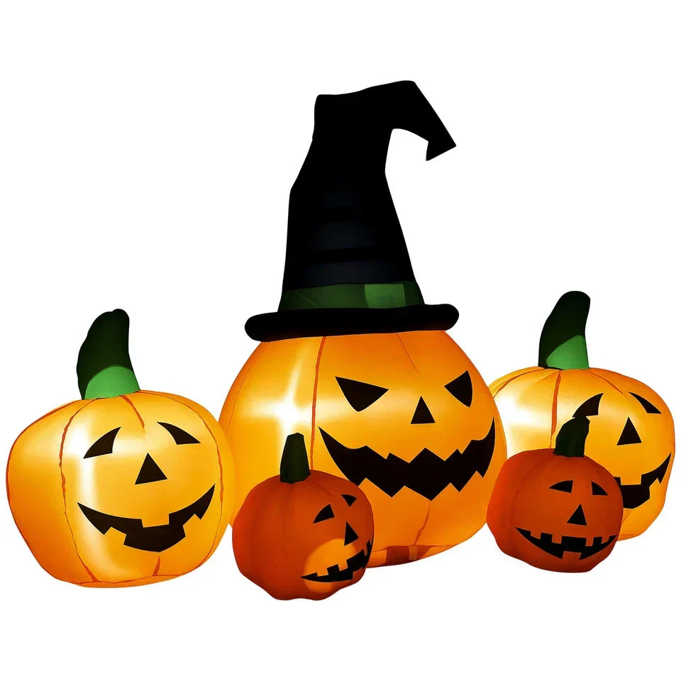 6ft Inflatable Halloween Large Pumpkin in Hat w/ Four Small Pumpkin LED — alternate product view 8