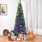 4/5/6/7ft Pencil Slim Christmas Tree with Lights Artificial XMAS Home Decoration — alternate product view 5