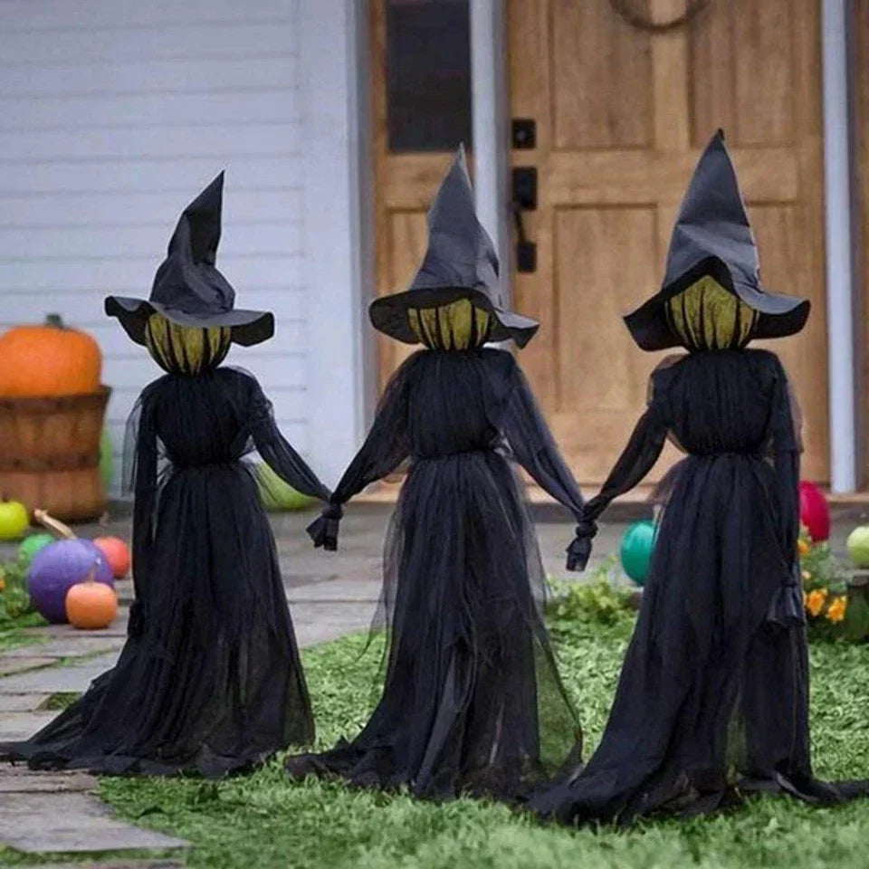 LightUp Witches Screaming Halloween Party Outdoor Decor — 3PCS — product view