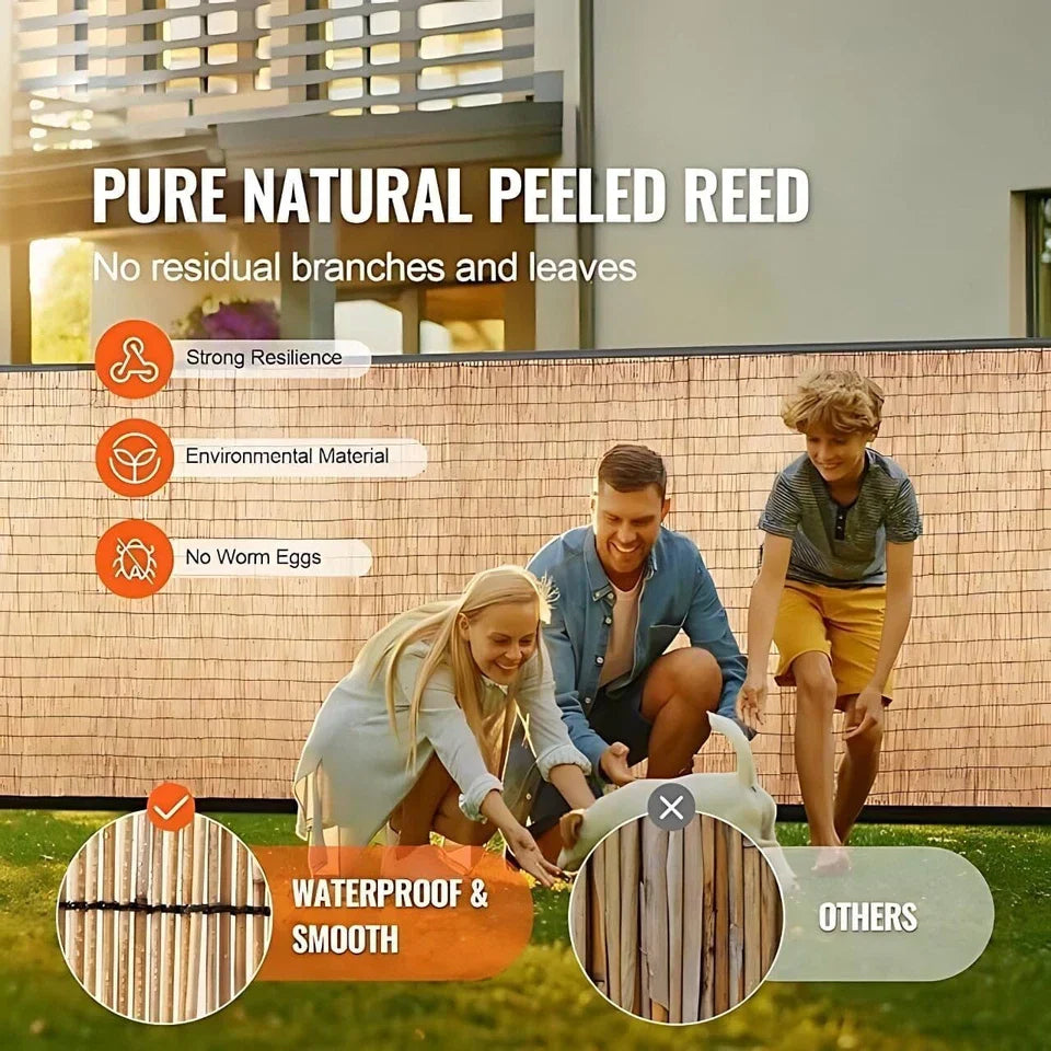 1.8M x 4M Natural Bamboo Peeled Reed Fence Screening Roll Fencing Panel Garden — alternate product view 3