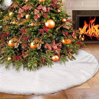 White Faux Fur Christmas Tree Skirt Base Xmas Floor Mat Ornaments Decoration UK — alternate product view 3