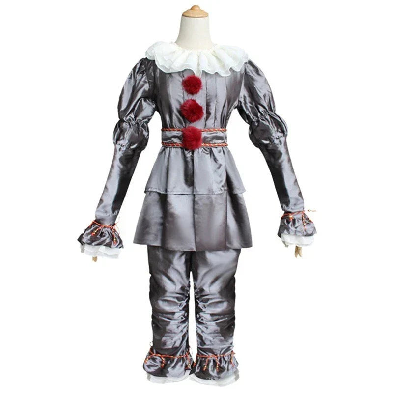 Adult Pennywise Clown Costume Halloween Cosplay Suit Outfit Fancy ( Dress Only) — on a clean white background