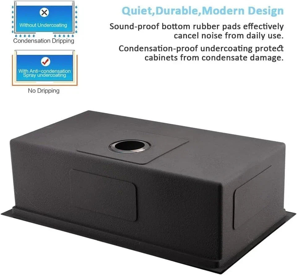 Single Bowl Workstation Sink Black Stainless Steel 50x45cm — alternate product view 4