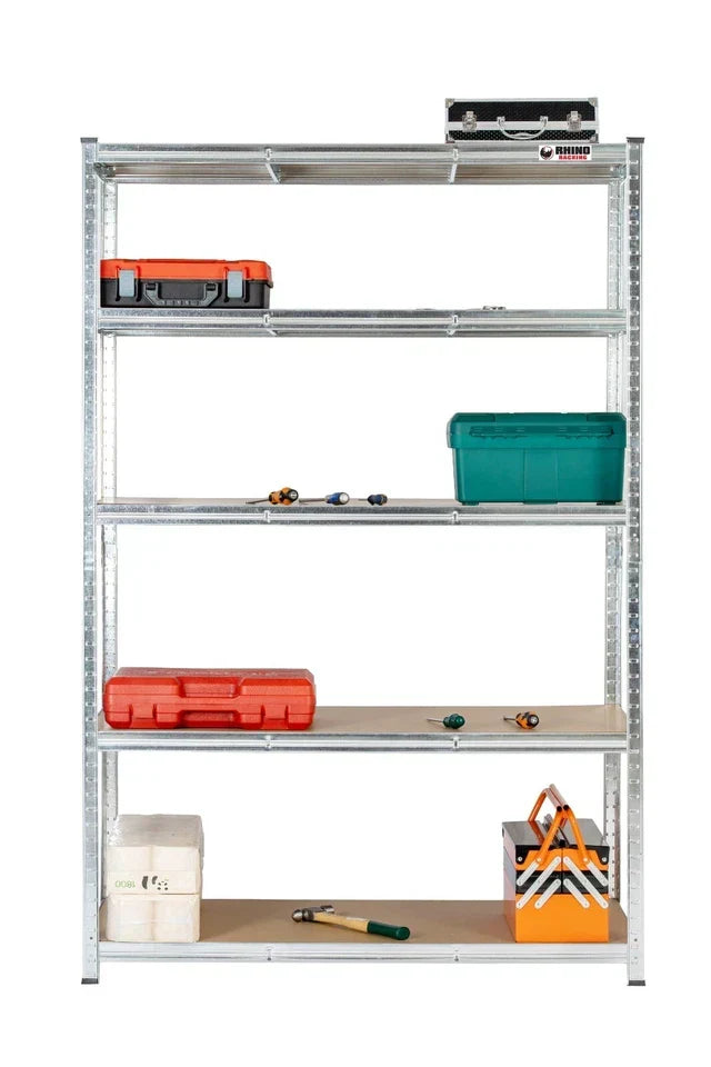 5 Tier Blue Metal Garage Shelving Unit 1000kg 180x120x60cm — Galvanized — product view