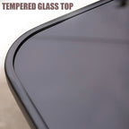 Garden Furniture Glass Top Side Table Patio Rattan Foldable Drinks Coffee Black — alternate product view 5