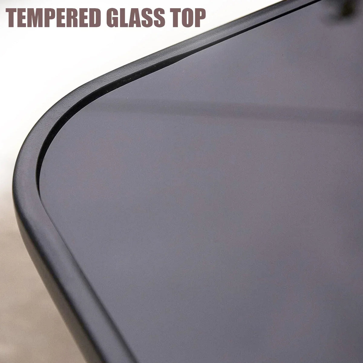 Garden Furniture Glass Top Side Table Patio Rattan Foldable Drinks Coffee Black — alternate product view 5