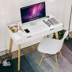 Wooden Computer Desk Dressing Table Home Office Study Bedroom With Drawers White — alternate product view 2