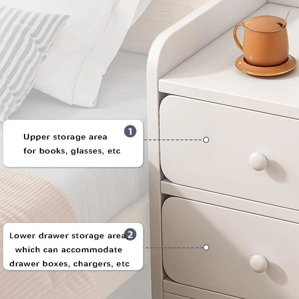 Bedside Table White Drawer Cabinet — alternate product view 5