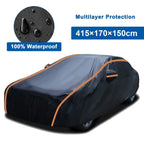 Waterproof 6 Layer Car Cover Heavy Duty Cotton Lined UV Protection — S - 415x170x150cm — product view