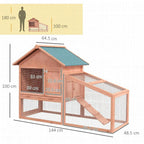 Pawhut Wood Rabbit,Bunny, Pig Hutch Water Resistant w/ Ramp Outdoor Use — alternate product view 4