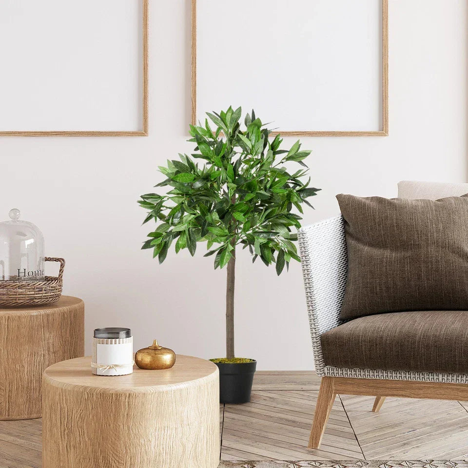 Pair Of 90cm/3FT Artificial Bay Laurel Topiary Trees w/Pot Fake Plant — alternate product view 8