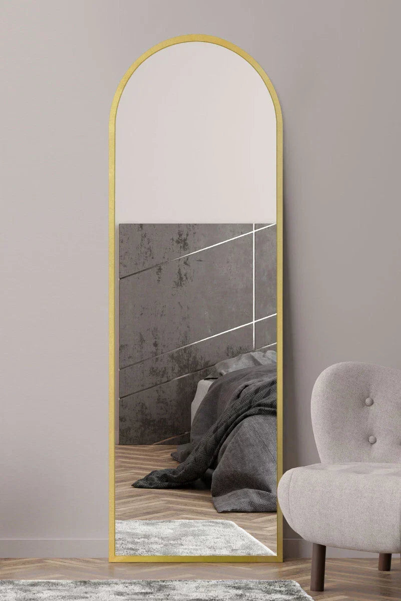 The Arcus New Extra Large Gold Framed Arched Mirror - 71" X 24" 180 x 60cm — alternate product view 2