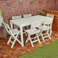White Garden Plastic Patio Dining Large Table & Folding Chairs Outdoor Furniture — alternate product view 2