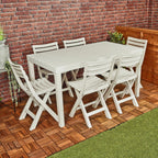 White Garden Plastic Patio Dining Large Table & Folding Chairs Outdoor Furniture — alternate product view 2
