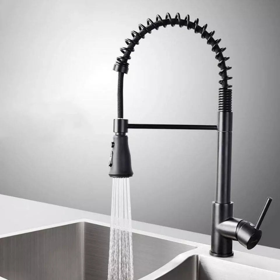 Matt Black Monobloc Kitchen Sink Mixer Tap with Pull Out Hose Spray Single Lever — alternate product view 3