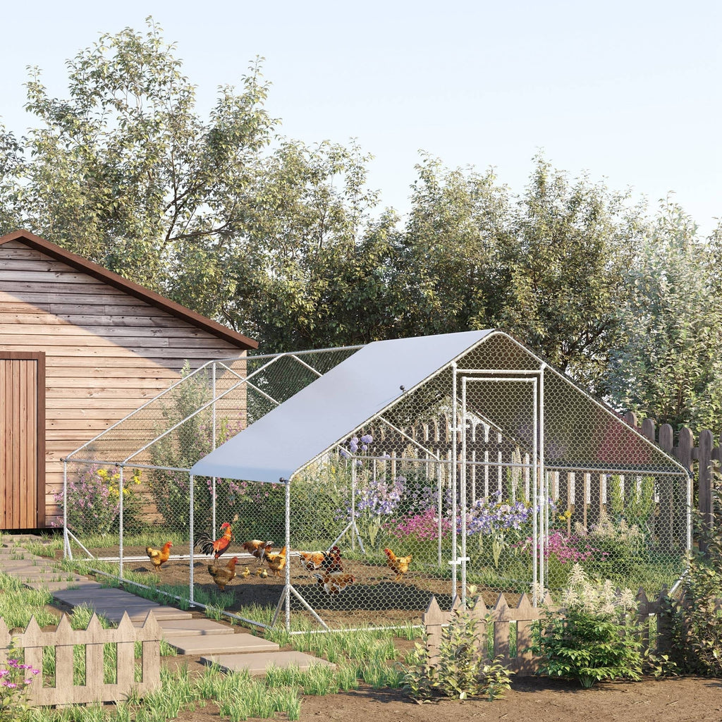 Walk In Chicken Run Galvanized Chicken Coop Hen House w/ Water-Resist Cover — alternate product view 15