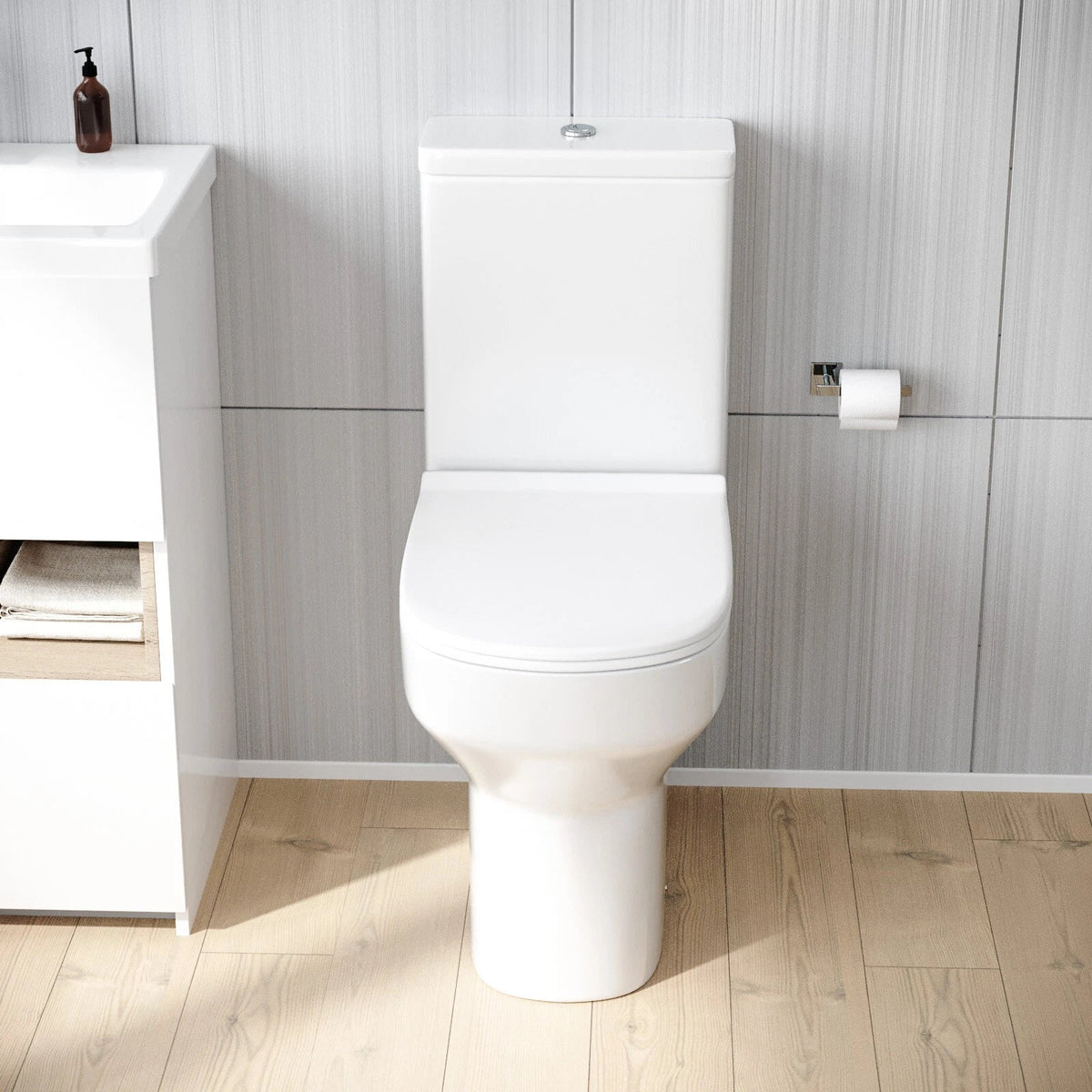 Nes Home Modern Comfort Height Close Coupled Toilet & Cistern & Soft Close Seat — alternate product view 5