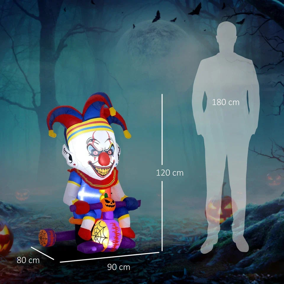 4ft Blow Up Halloween Inflatable Clown on Bicycle with 3 Built-in LED Lights — alternate product view 6