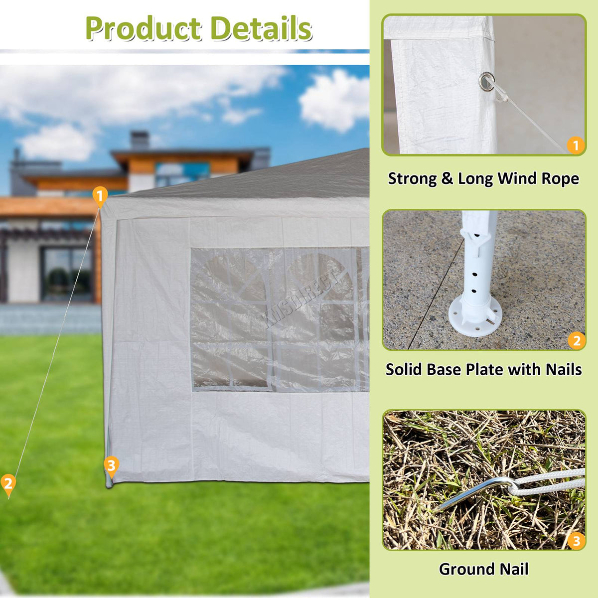 3x6m Garden PE Gazebo Party Wedding Camping — alternate product view 8