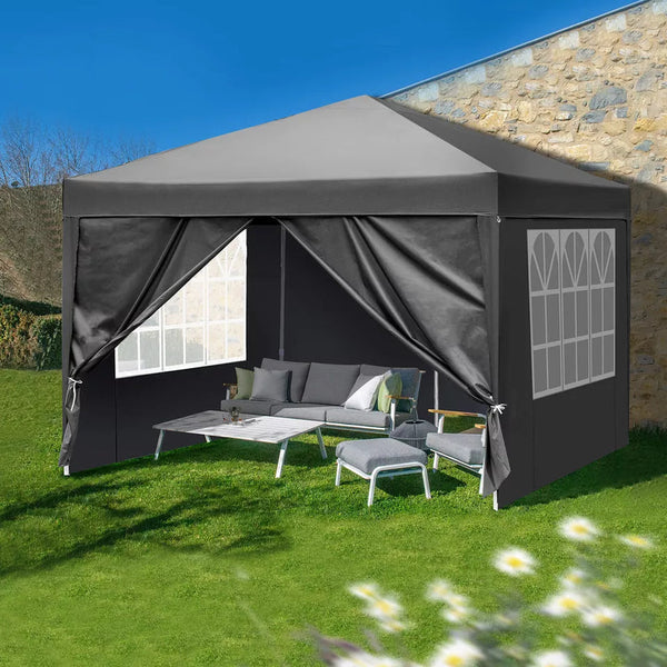 3x3M Heavy Duty Gazebo Marquee Popup Water- proof Garden Party Tent 4 WallSides — main product view