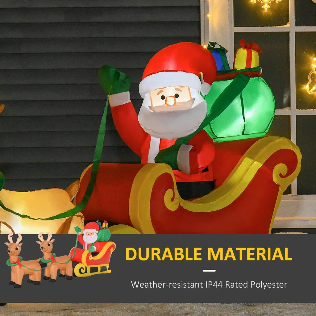 8ft Christmas Inflatable Santa Claus on Sleigh, LED Lighted Decoration — alternate product view 5