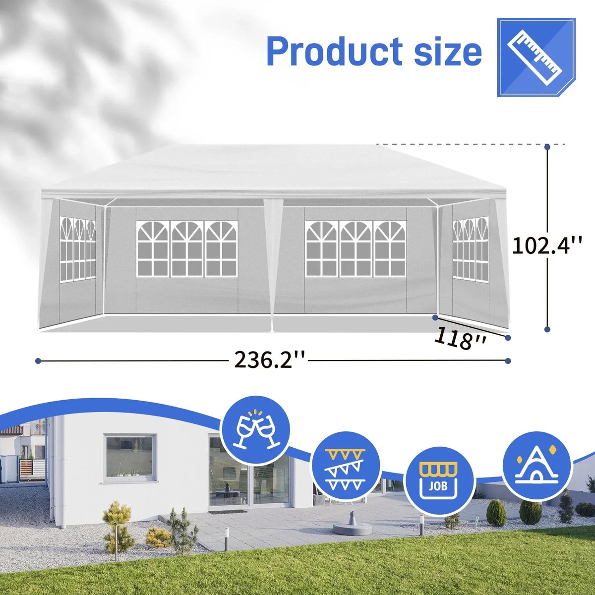 3x6M Gazebo Marquee Party Tent With Sides Waterproof Garden Patio Outdoor Canopy — alternate product view 6