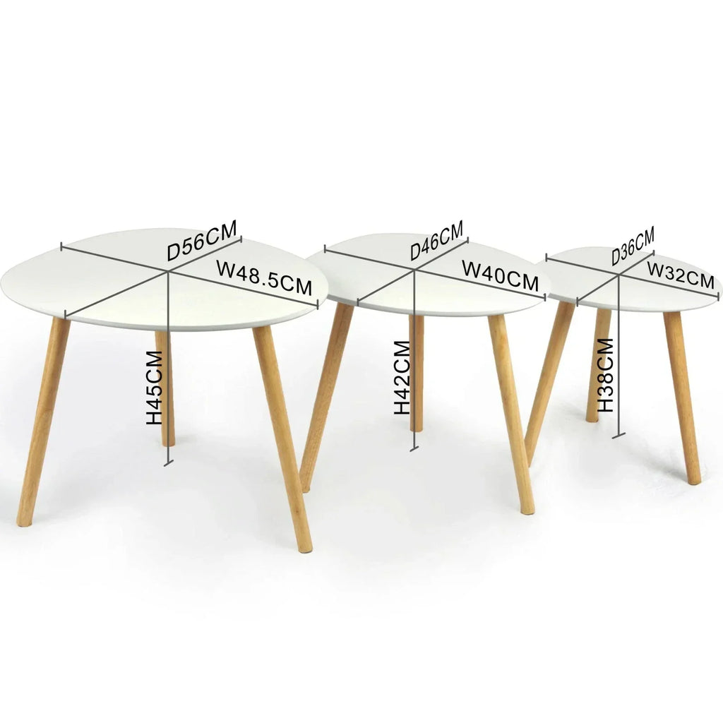 Scandinavian Nest of 3 Tables Coffee Side End Lamp Set Modern Furniture — alternate product view 3
