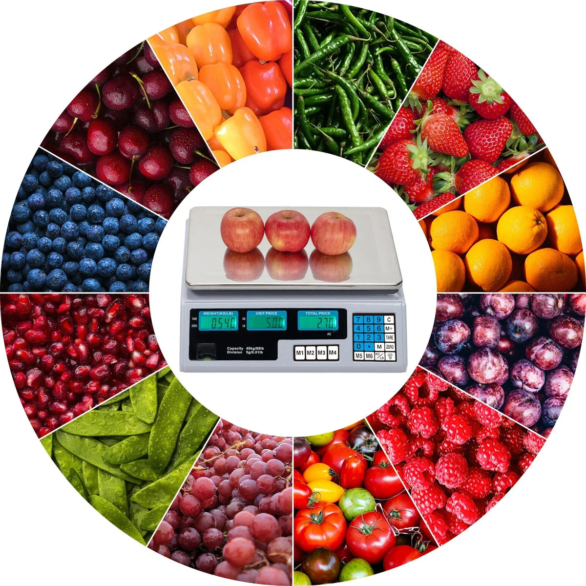 40Kg Digital Pricing Scale Electronic Price Computing Weight Shop Market UK Plug — alternate product view 2