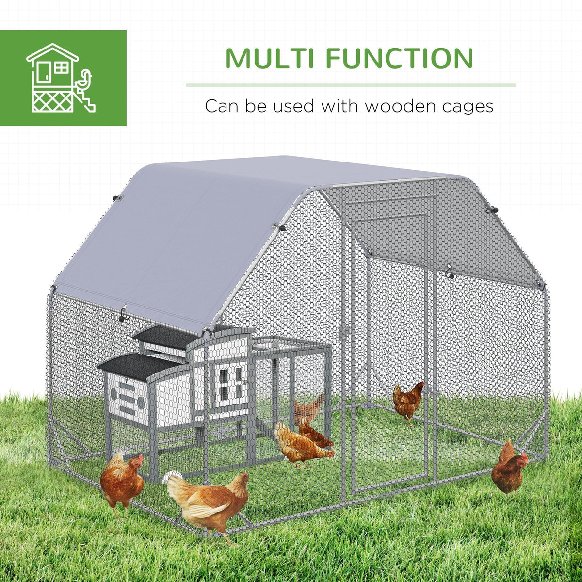 Chicken Run W/ Roof, Walk In Chicken Coop, Hen House Duck Pen — alternate product view 6