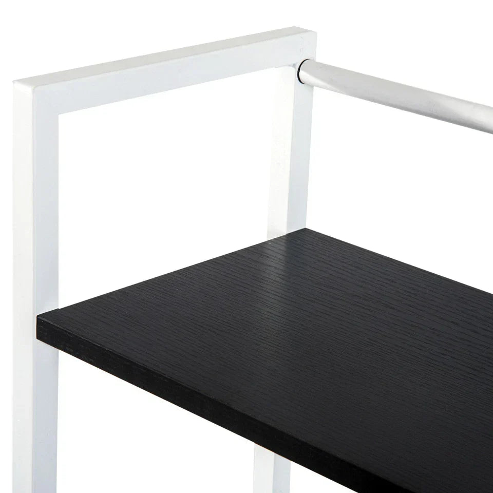 Computer Desk Laptop Table w/4-tier Bookshelf Metal Frame Black, White — alternate product view 9