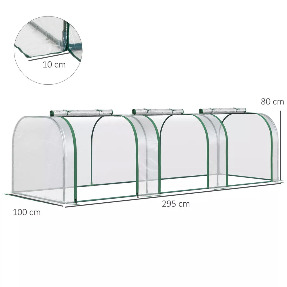 Tunnel Greenhouse Steel Frame for Garden w/ Zipper Doors — on a clean white background