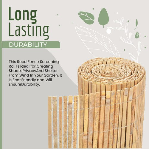 Bamboo Slat Fence Screen Roll Screening Fencing Privacy Sun Panel Garden Outdoor — alternate product view 9