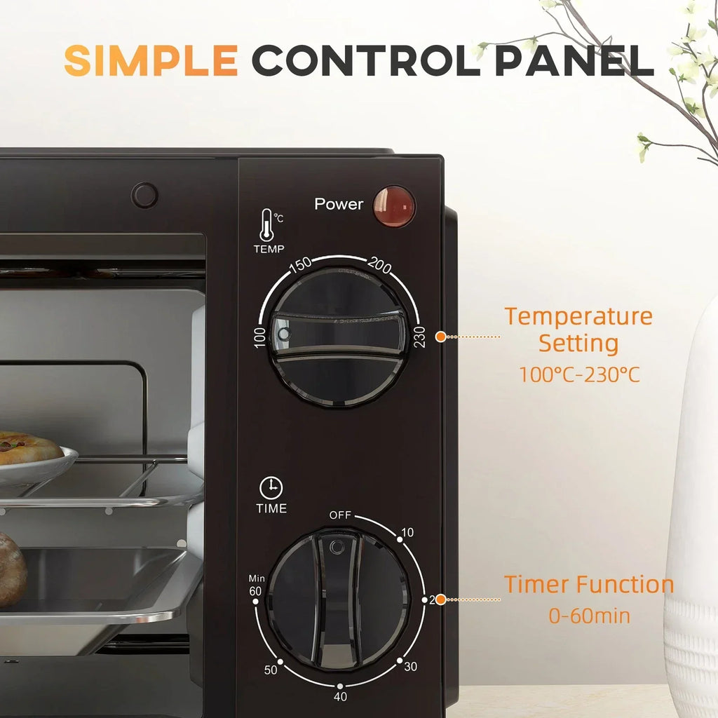 HOMCOM 9L Mini Oven with 60-Minute Timer — 750W Black — alternate product view 5