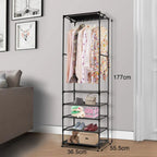 Heavy Duty Clothes Rail Garment Hanging Rack Shoe Storage Shelf Display Black — alternate product view 3