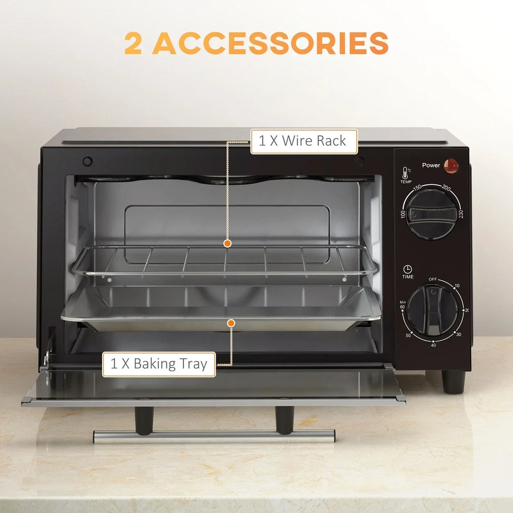 HOMCOM 9L Mini Oven with 60-Minute Timer — 750W Black — alternate product view 2